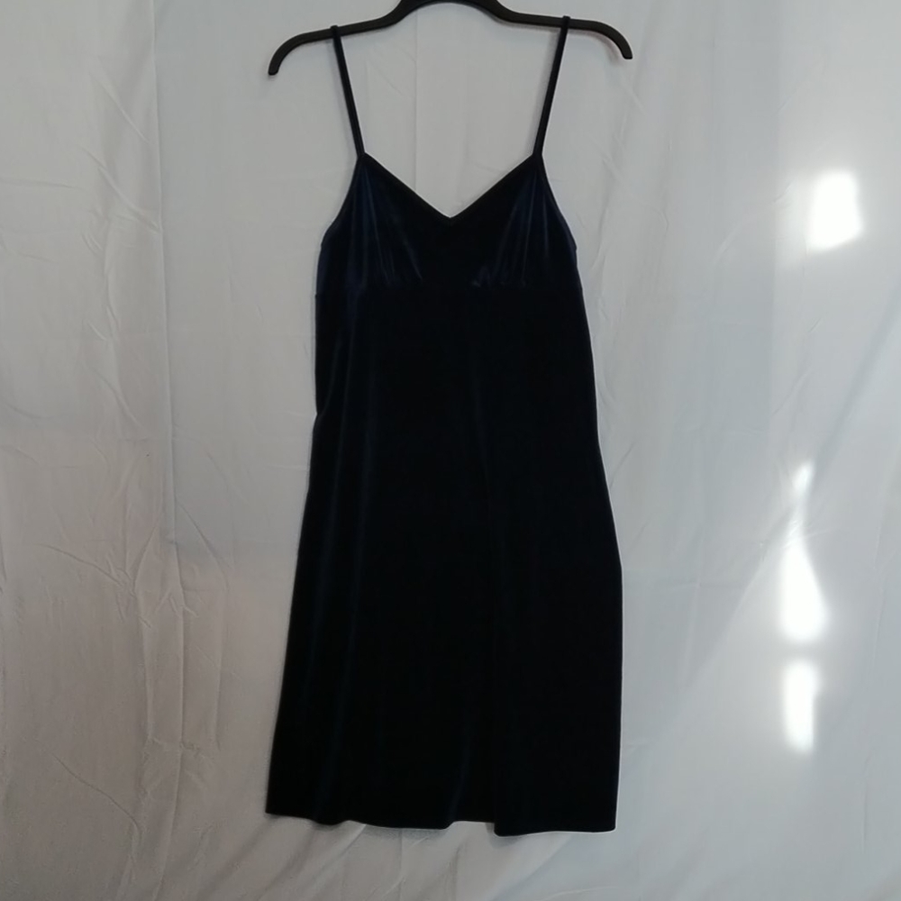 Blue velvet slip dress